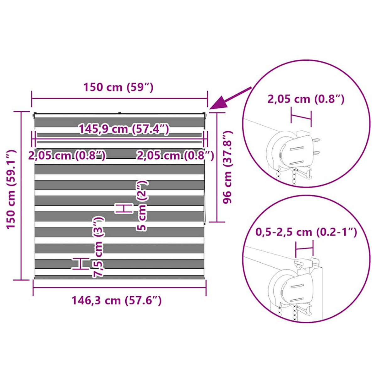 DOPPELROLLO 150/150 cm Stoffbreite 145,9 cm aus Polyester Weiß - Weiß, Textil (150/150cm) - vidaXL