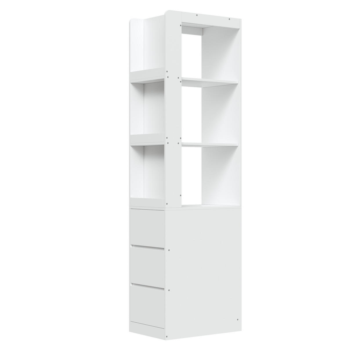 BÜCHERREGAL schmal mit 3 Schubladen 40 cm tief, 200 cm hoch Weiß - Weiß, Holzwerkstoff (40/200/60cm) - Beauniv