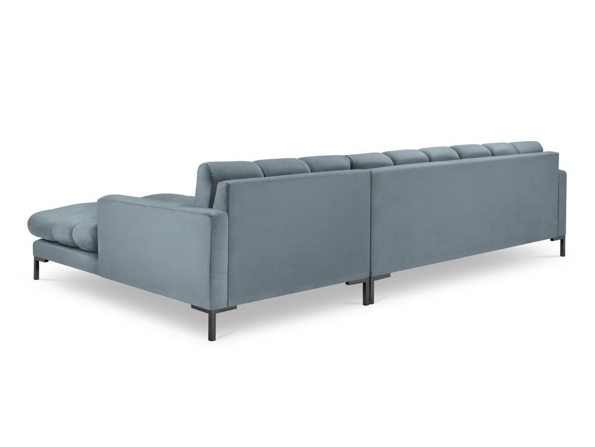 ECKSOFA rechts Mamaia aus Samt hellblau 5 Sitzplätze - Hellblau, Textil (185/293cm) - Micadoni