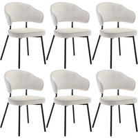 ESSZIMMERSTUHL 6er Set, Metallbeinen, gepolstert, Samt - Creme, Textil/Metall (50/83.5/43cm) - Woltu