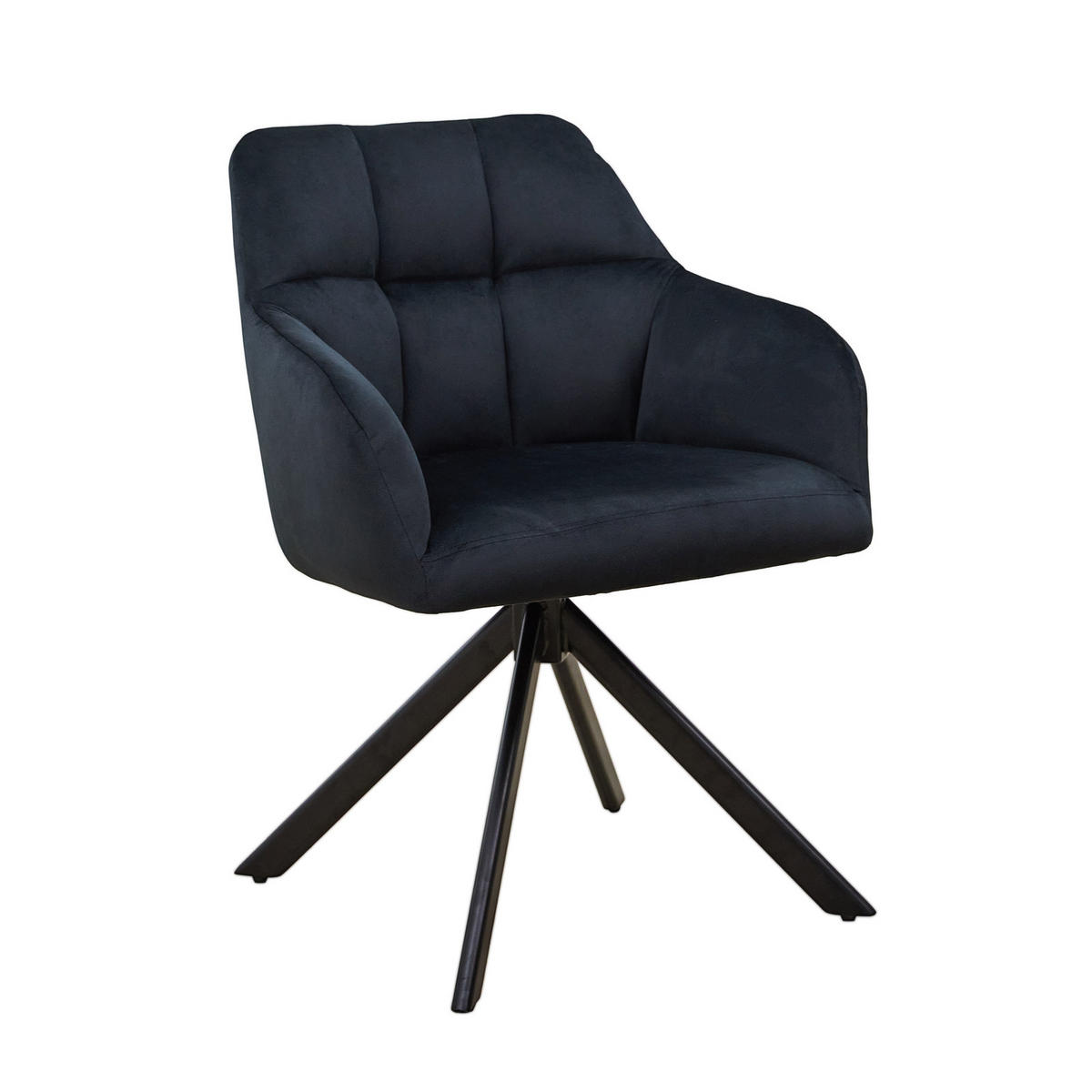 ESSZIMMERSTUHL SORA Samt Schwarz - Schwarz, Textil/Metall (55/83/51cm) - SVITA