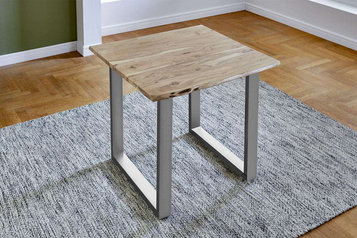 ESSTISCH LUBIN - Beige/Silberfarben, Holz/Metall (80/80/77cm) - SAM