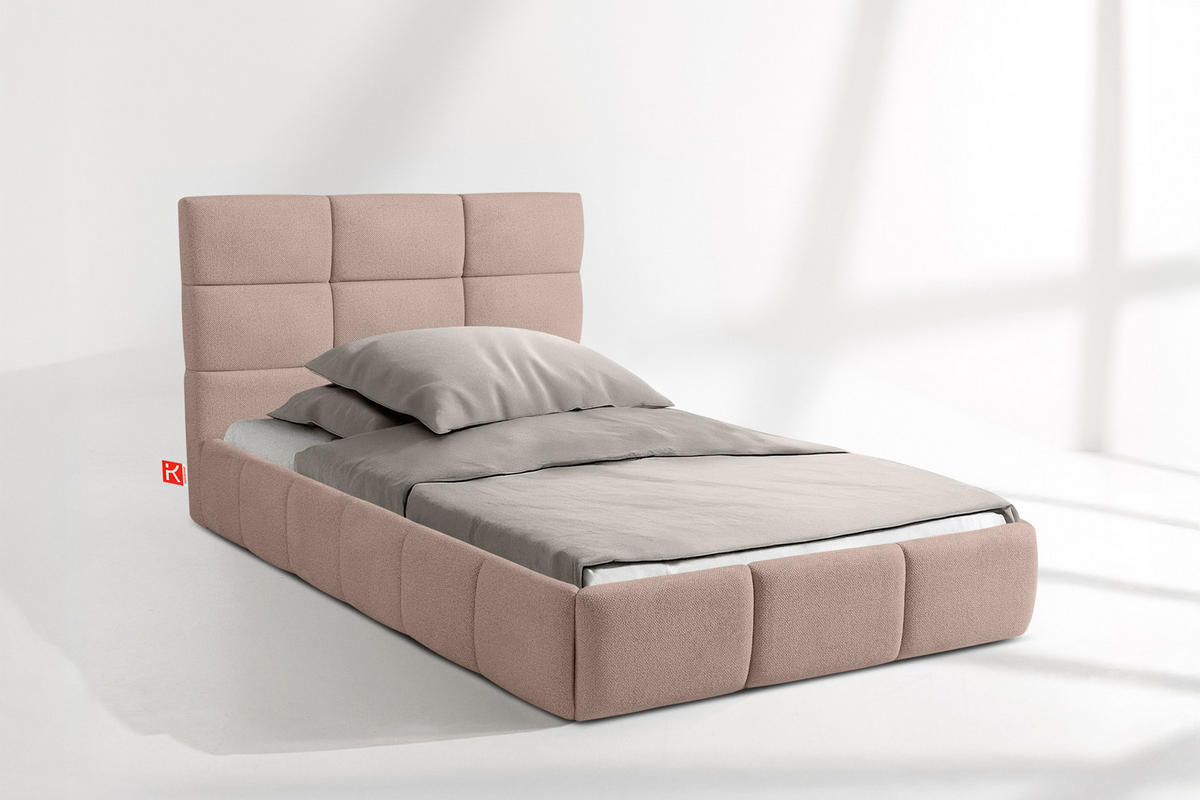 POLSTERBETT ALTOS Einzelbett, Bouclé, rosa - Rosa, Holz/Holzwerkstoff (120/200cm) - KONSIMO®