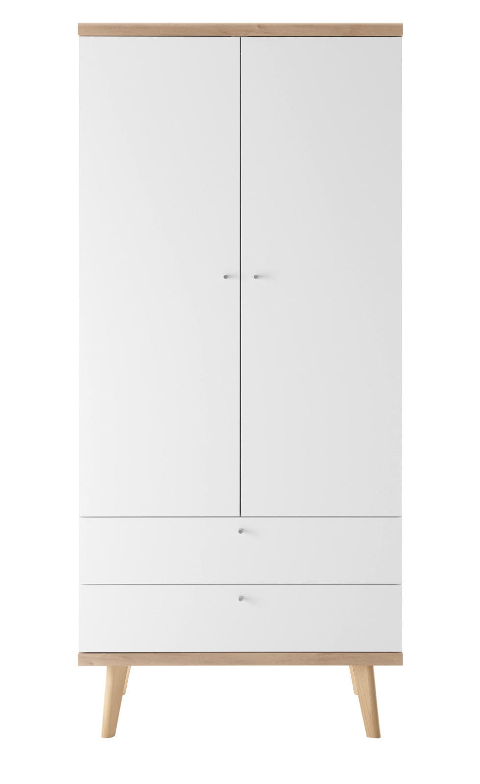 KLEIDERSCHRANK weiß, Eiche Riviera, Drehtürenschrank 2-türig skandinavisch, 80 x 197 cm - Eichefarben/Weiß, Holz/Holzwerkstoff (80/197/56cm) - Furn.Design