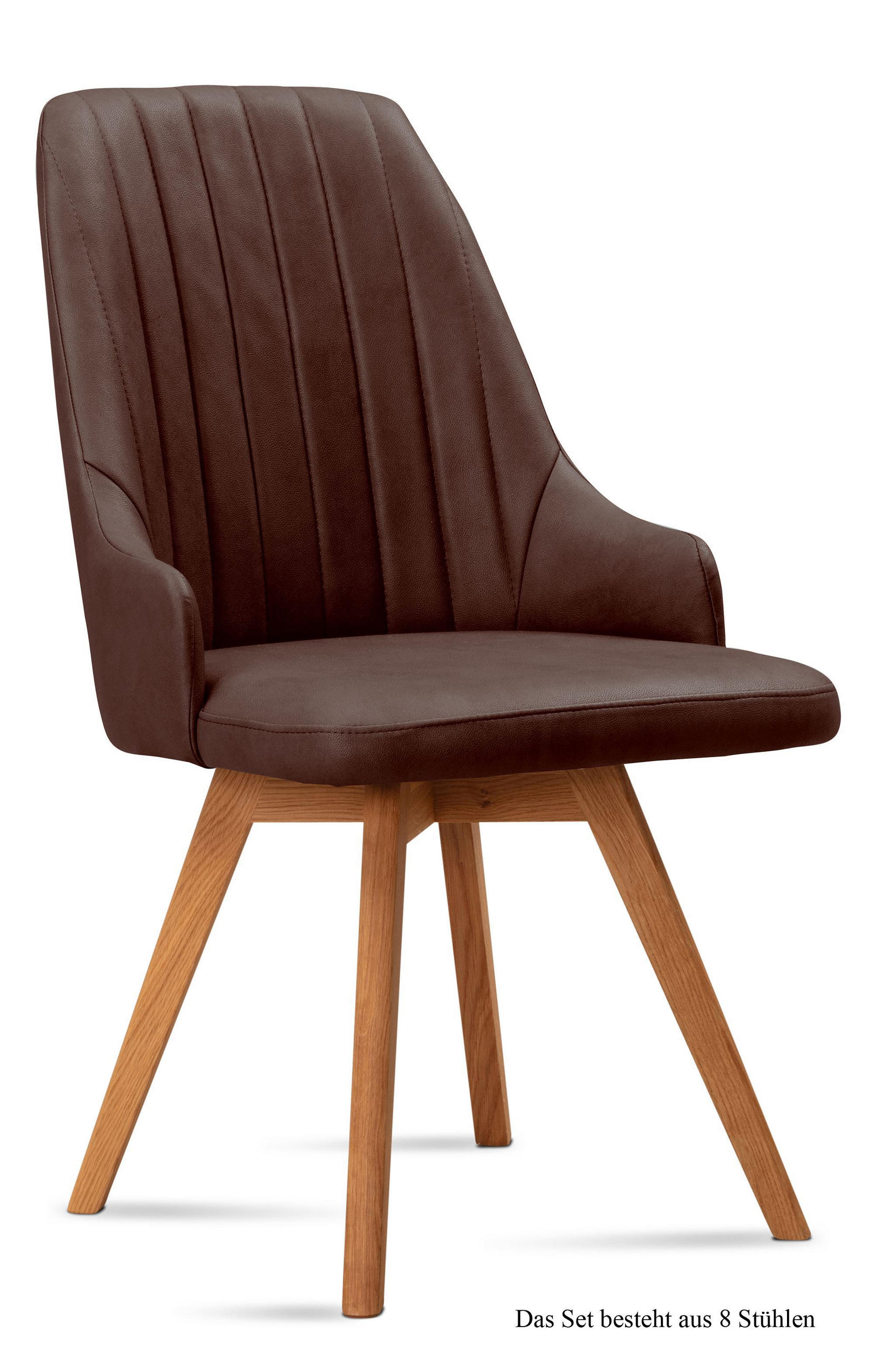 ESSZIMMERSTUHL (8er-Set) Domka 52x91x60 Eiche geölt/Braun - Eichefarben/Braun, Kunststoff (60/91/52cm) - 58aufmkessel