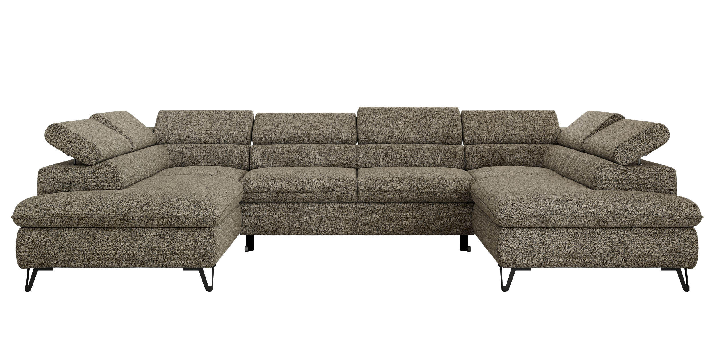 WOHNLANDSCHAFT PABLO U Strukture Grau - Schwarz/Grau, Textil/Metall (346/76/208cm) - MKS