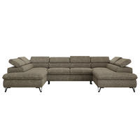 WOHNLANDSCHAFT PABLO U Strukture Grau - Schwarz/Grau, Textil/Metall (346/76/208cm) - MKS