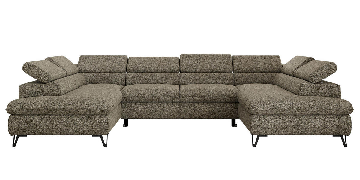 WOHNLANDSCHAFT PABLO U Strukture Grau - Schwarz/Grau, Textil/Metall (346/76/208cm) - MKS