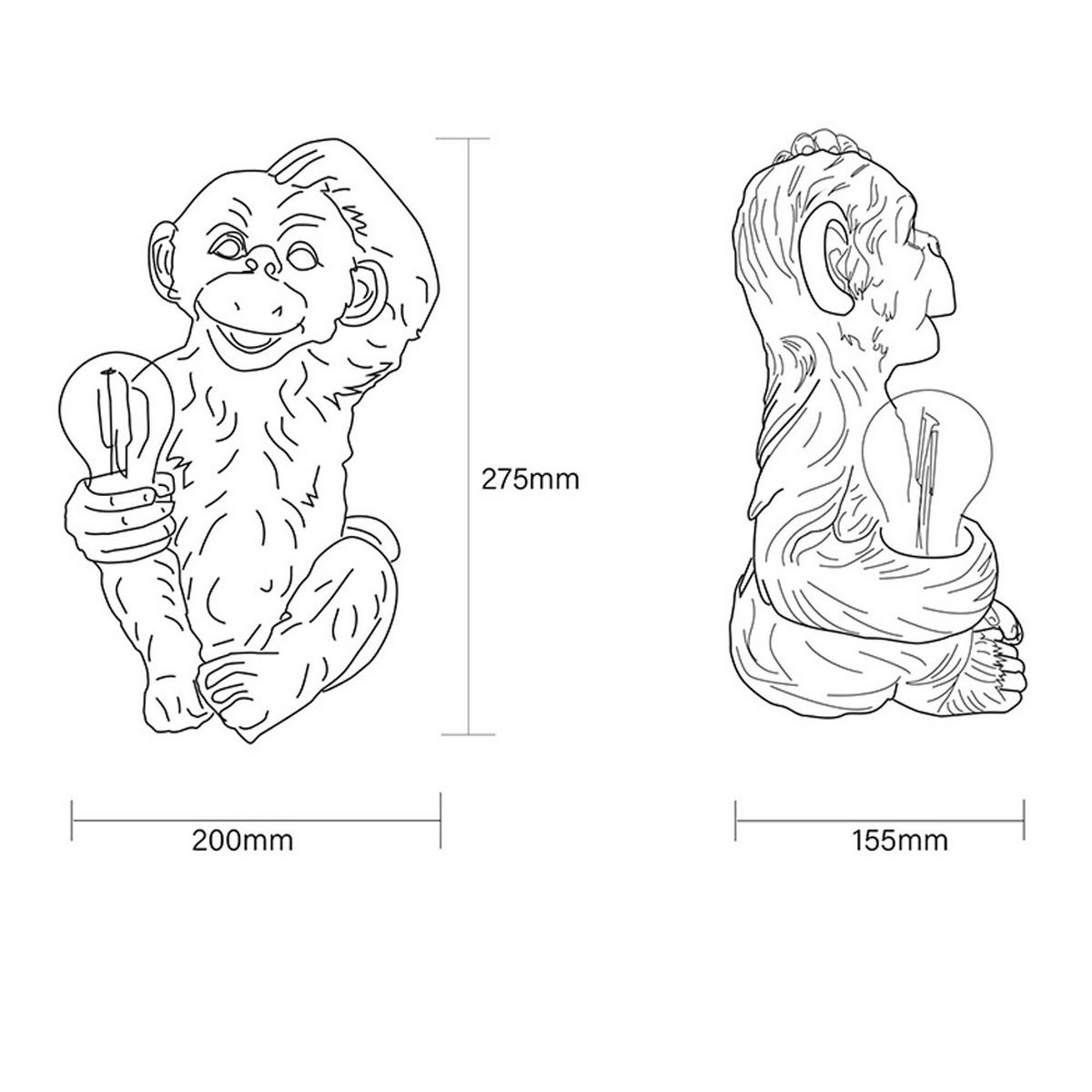 LED AUSSENLEUCHTE Solar Affe Grau - Grau, Kunststoff (20/15.5/27.5cm) - Globo Lighting