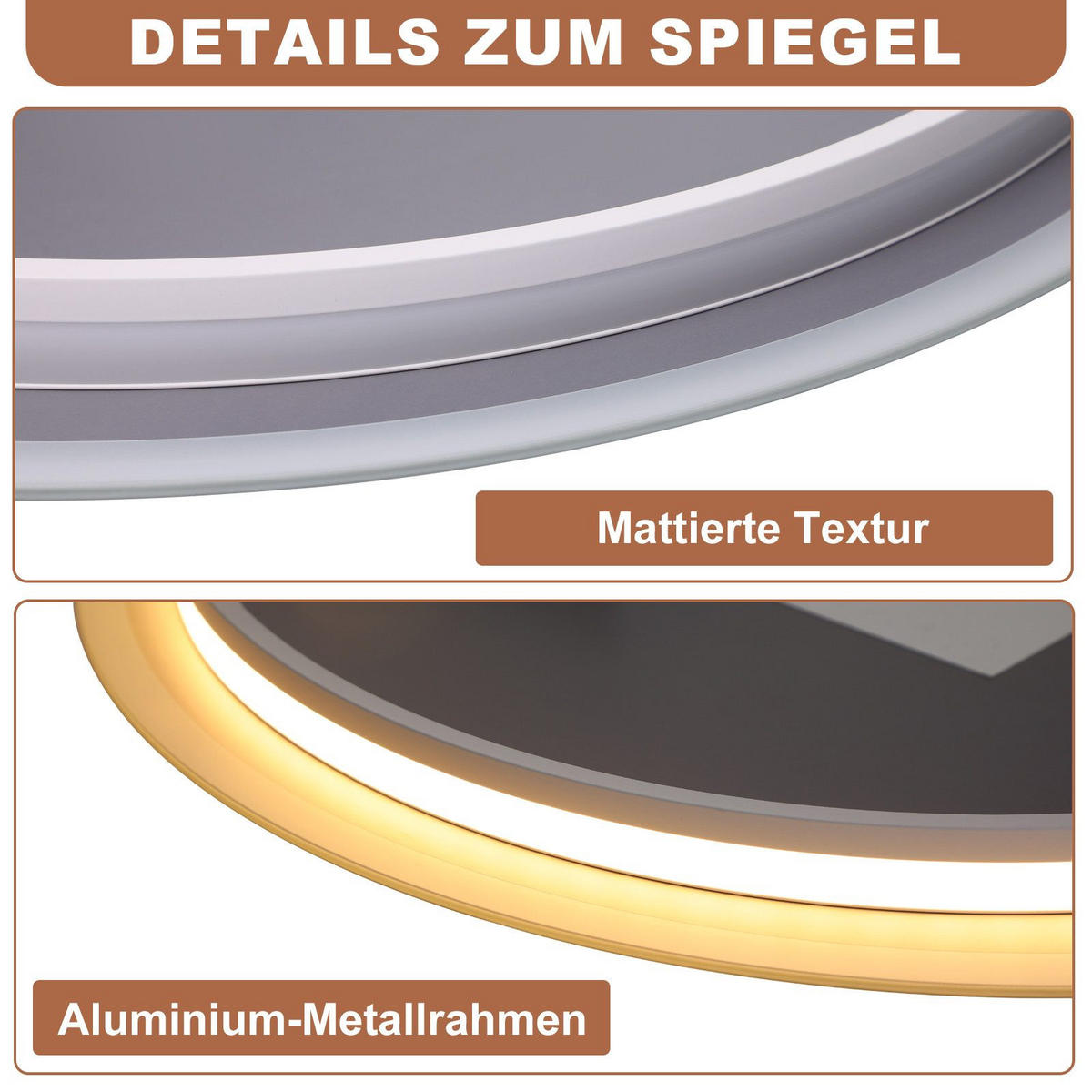 BADEZIMMERSPIEGEL Redfield mit LED-Leuchte Ø70 cm - Weiß, Glas (70/2.9/70cm) - Nettlife