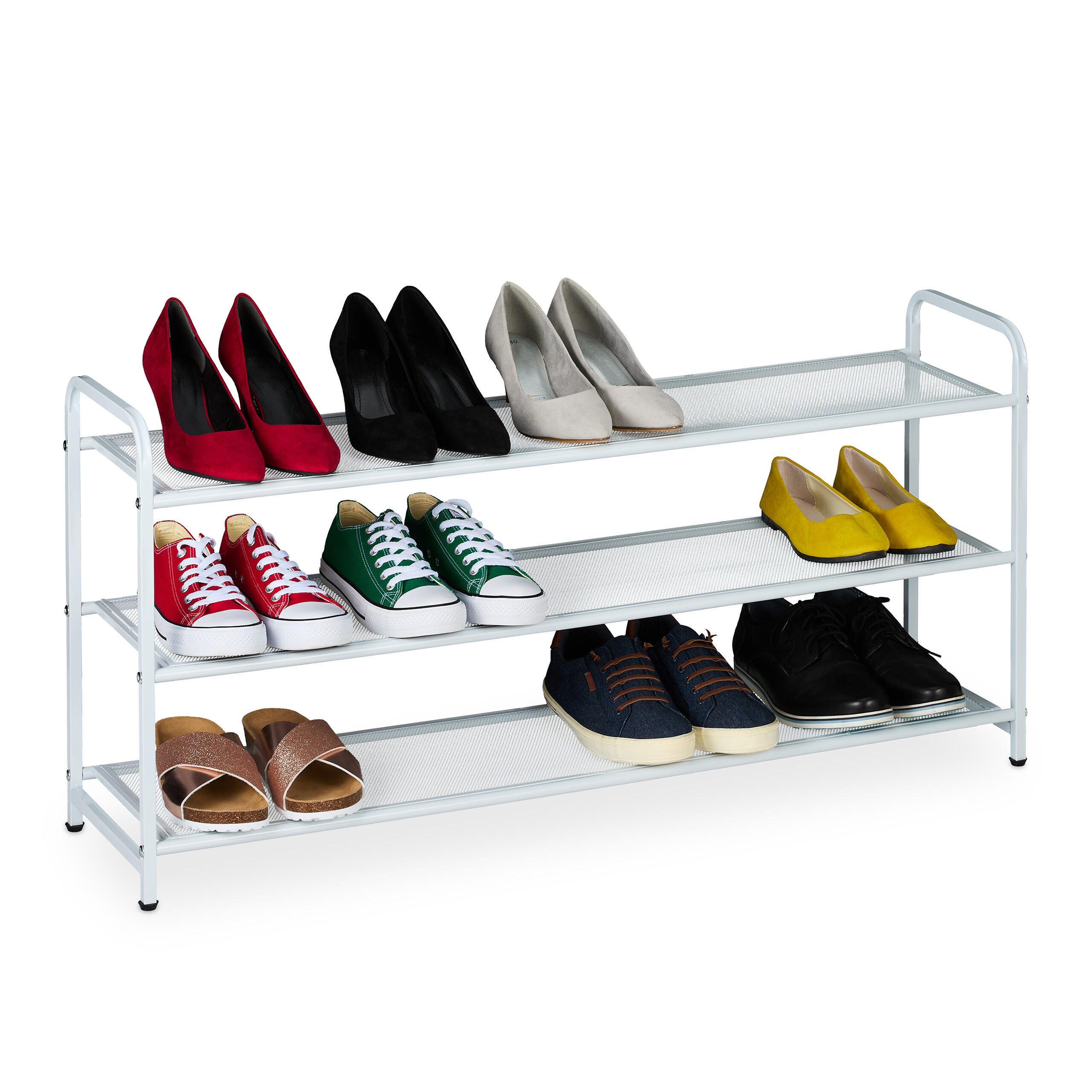 SCHUHREGAL - Weiß, Metall (100/48/25.5cm) - Relaxdays