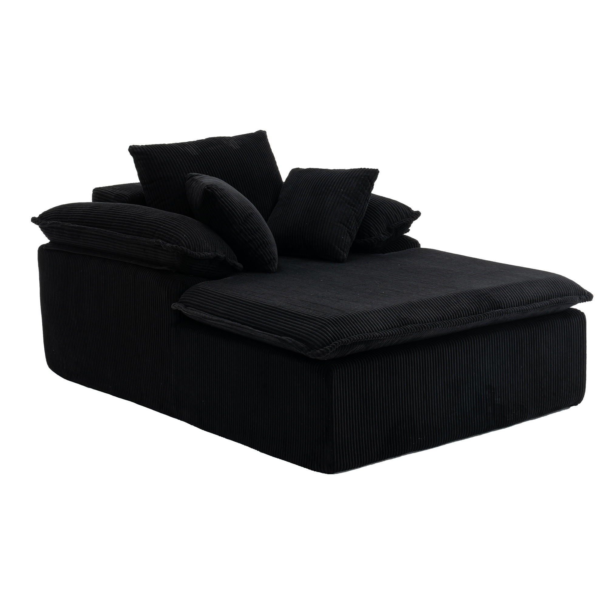 RELAXSOFA Cord ergonomisch mit breiten Armlehnen 177/122/92 cm Schwarz - Schwarz, Textil (122/92/177cm) - Redom