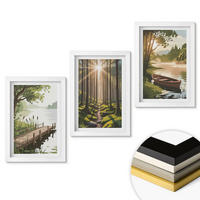 WANDBILDER 3er-Set - 20x30 cm Weißer Rahmen - Landschaft aus Wald, See und Boot - Weiß, Kunststoff (20/30cm) - ArtPrintCave