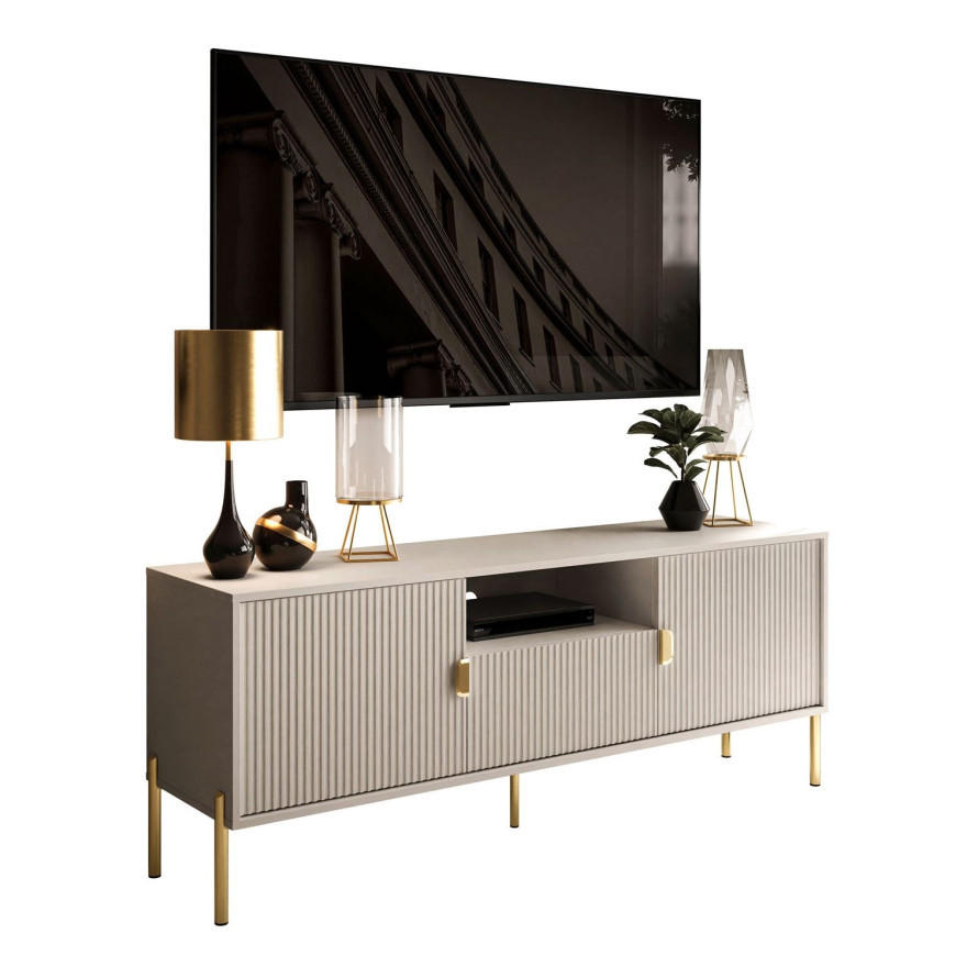 TV Schrank DALIA 155 cm - Kaschmir/Goldfarben, Holzwerkstoff (155/58/40cm) - Lookway
