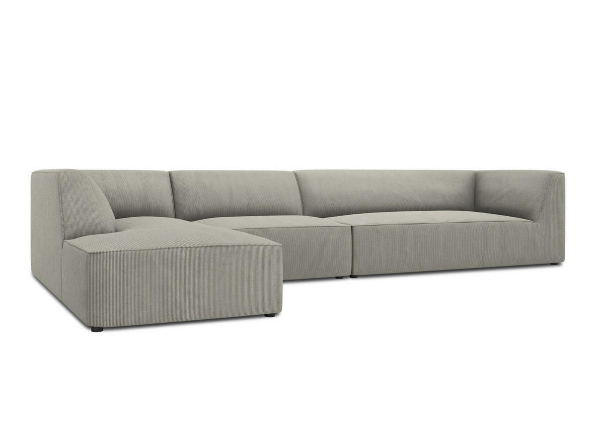 ECKSOFA links Ruby aus Cord hellgrau 5 Sitzplätze - Hellgrau, Textil (180/366cm) - Micadoni