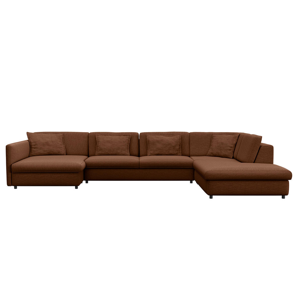 WOHNLANDSCHAFT - Schwarz/Braun, Kunststoff/Textil (431/84/272cm) - home24