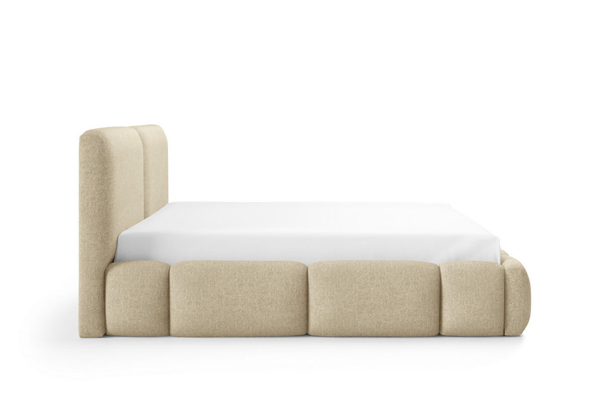 POLSTERBETT ARDELLO mit Beinen mit Bettkasten,Bett 140x200,Doppelbett,Lattenrost,Boxspringbett-Optik,ohne Matratze,Schlafzimmer-Fuchsrot - Beige, Holz (180/200cm) - Furnistar