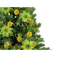WEIHNACHTSBAUM künstlicher 60 cm mit LED-Beleuchtung, ZAUBERNACHT, mit 41 Weihnachtsbaumschmuck, Pflanztopf mit Jutesack - Goldfarben/Grün, Kunststoff/Stein (40/60cm) - LAALU