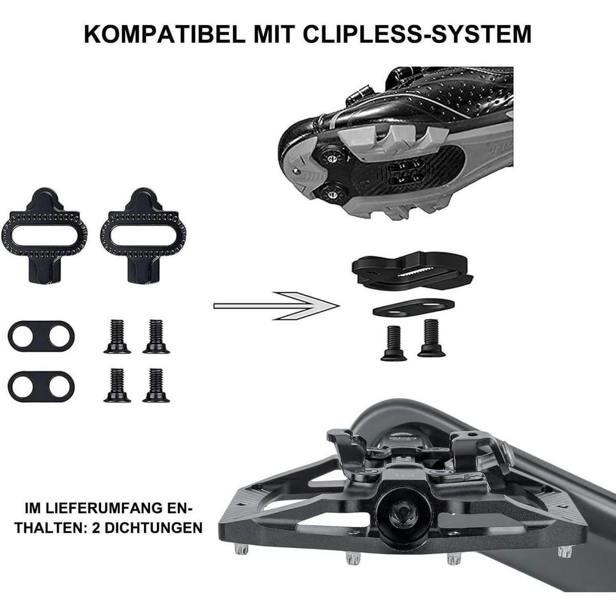 FAHRRADPEDALE mit 3 Lagern, Aluminium, Schwarz - Schwarz, Metall (10/1.5/11cm)