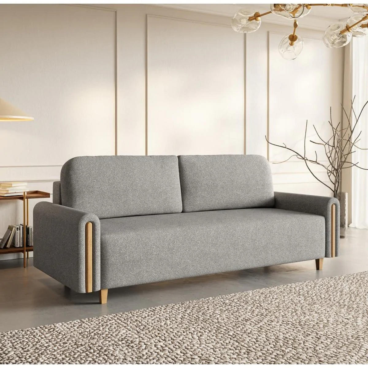 SCHLAFSOFA Modern, Sofa mit Schlaffunktion und Bettkasten, Farbe: Grau / Braun, Bouclé-Stoff - Braun/Grau, Textil (236/93/97cm) - Sepro Meble