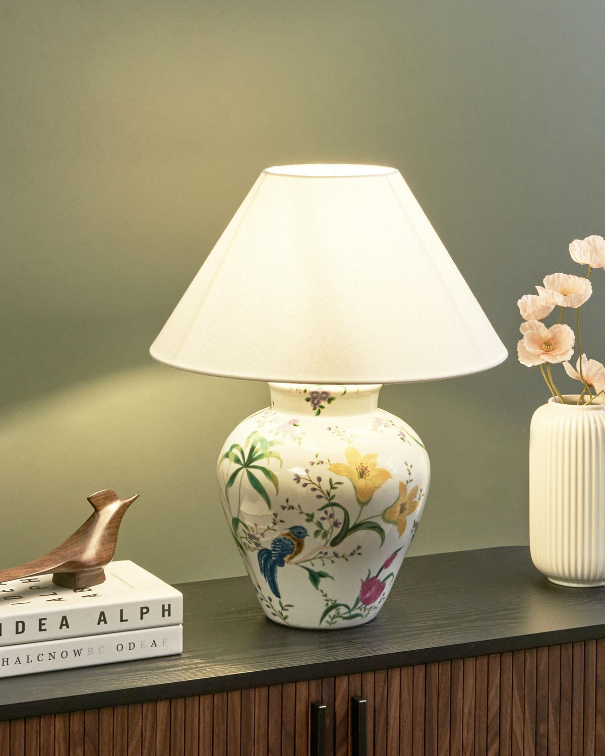 TISCHLAMPE Weiß Diogo - Blau/Pink, Keramik (40/40/52cm) - Beliani