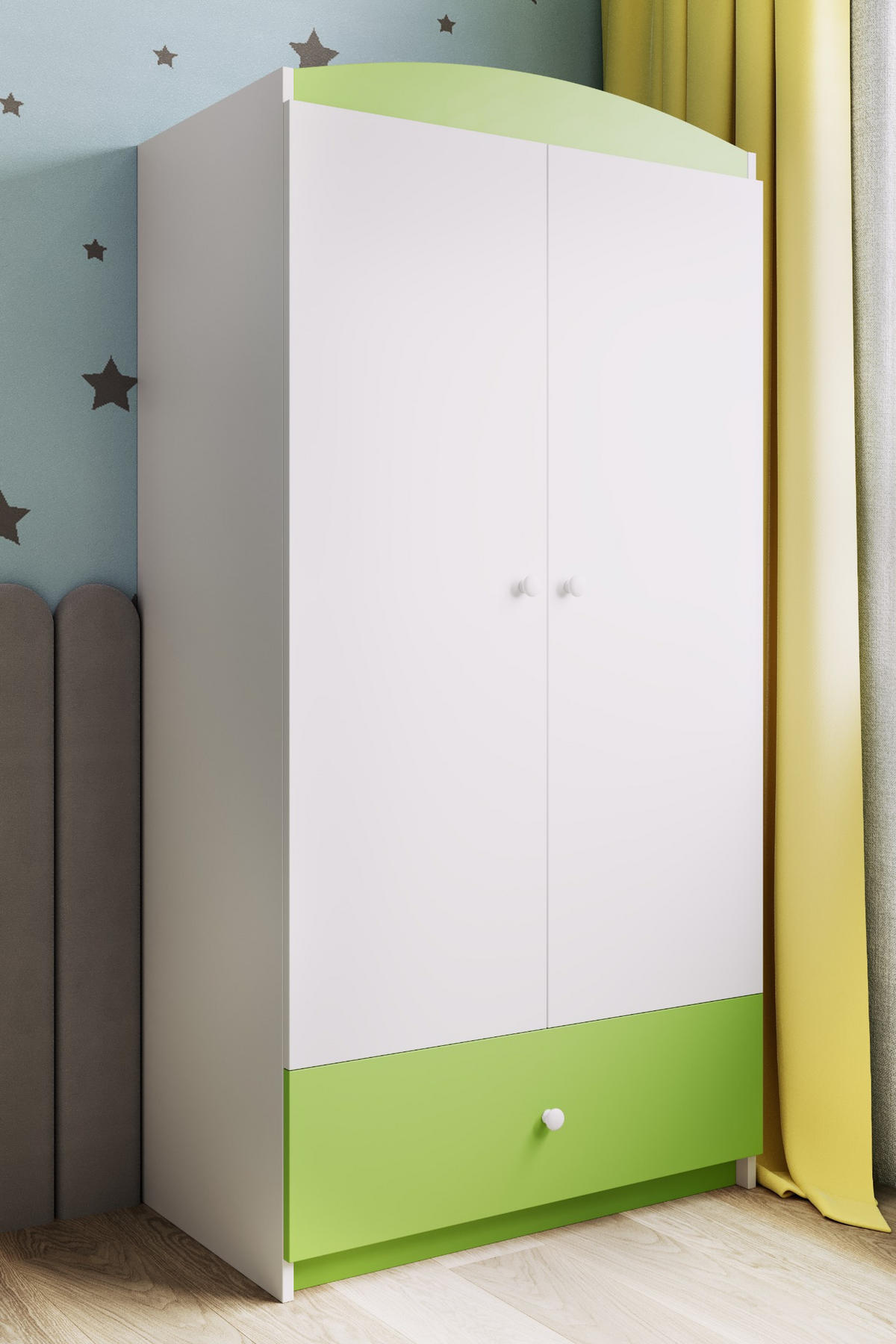 KINDERKLEIDERSCHRANK Basic - Grün, Holzwerkstoff (90/175/52cm) - RAUMHIRSCH FURNITURE