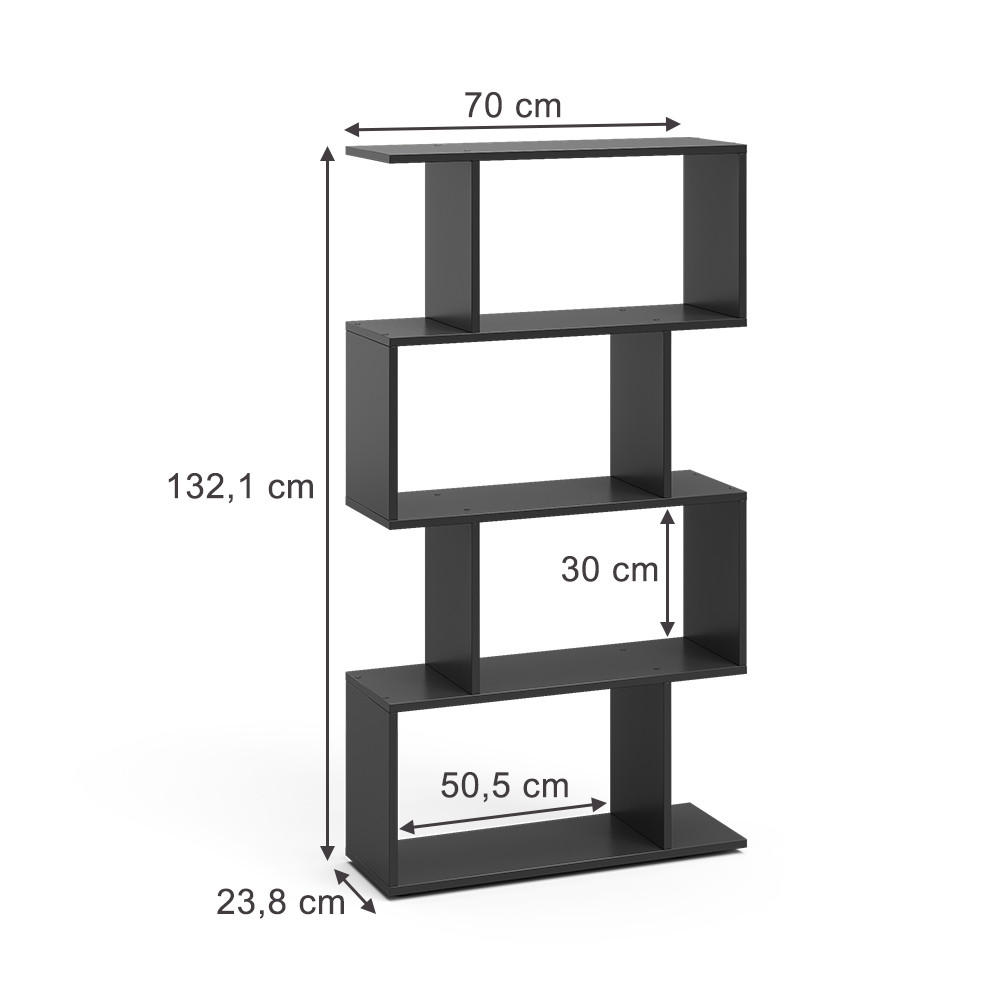 RAUMTEILER Levio Schwarz 70 x 132.1 cm 4 Fächer - Schwarz, Holzwerkstoff (70/132.1/23.8cm) - Vicco