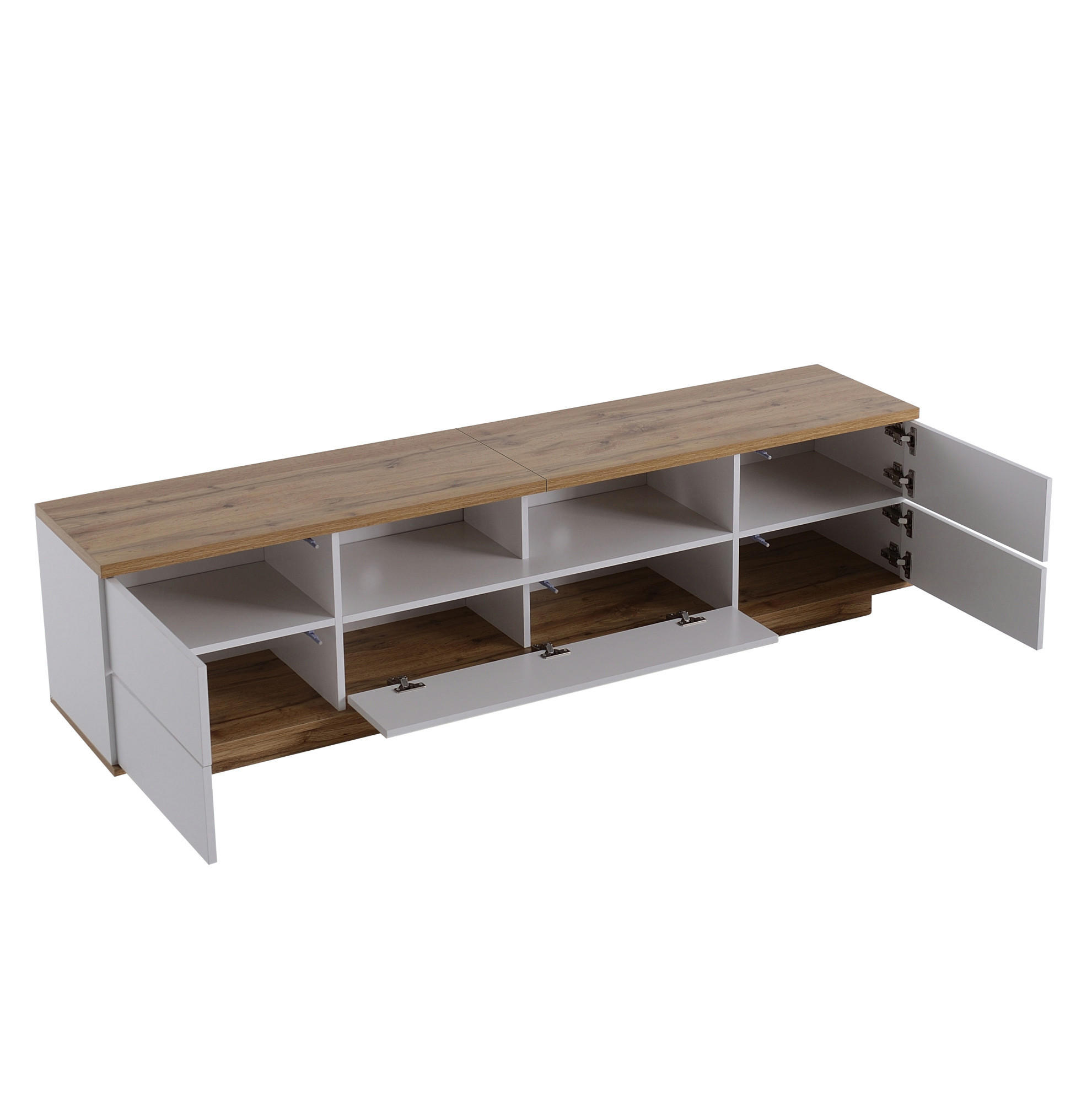 TV-SCHRANK mit 5 Türen 180 cm MDF Weiß - Weiß, Holzwerkstoff (38/46/180cm) - Beauniv