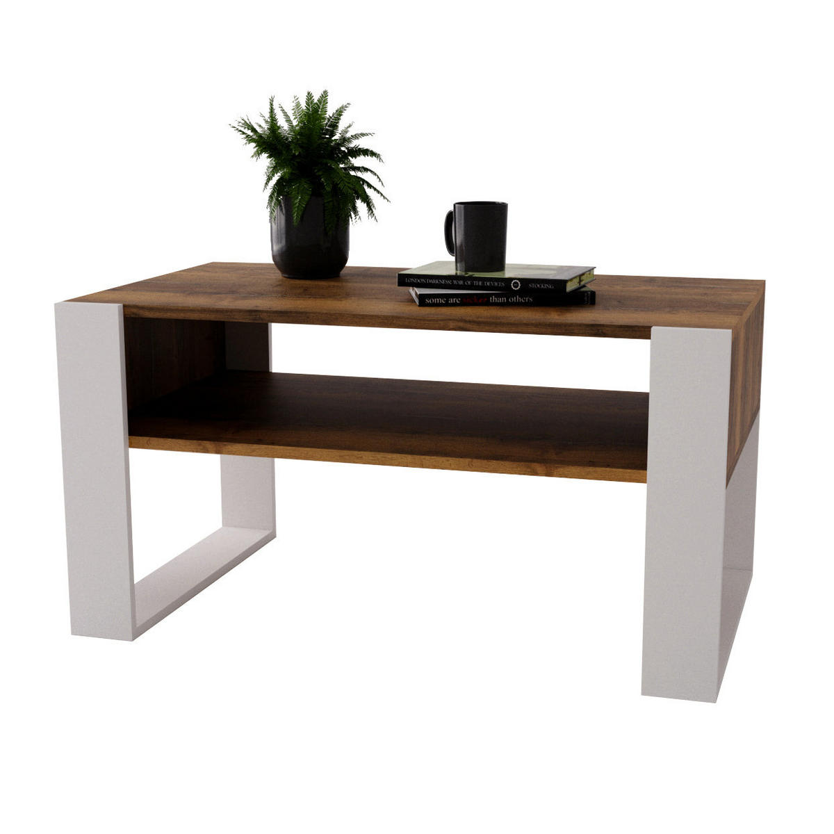 COUCHTISCH KARO 92 - Alteiche/Weiß, Holz (53.6/92/45cm) - Mat-Haus