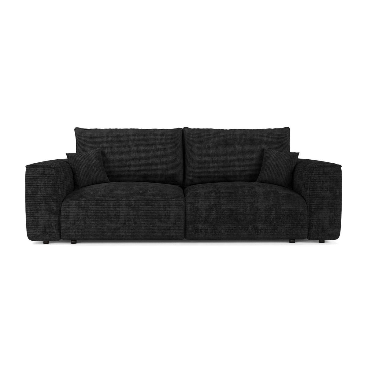 SCHLAFSOFA mit Stauraum COMO Cord Schwarz 254cm - Schwarz, Textil (254/78/95cm) - Premium Interiors