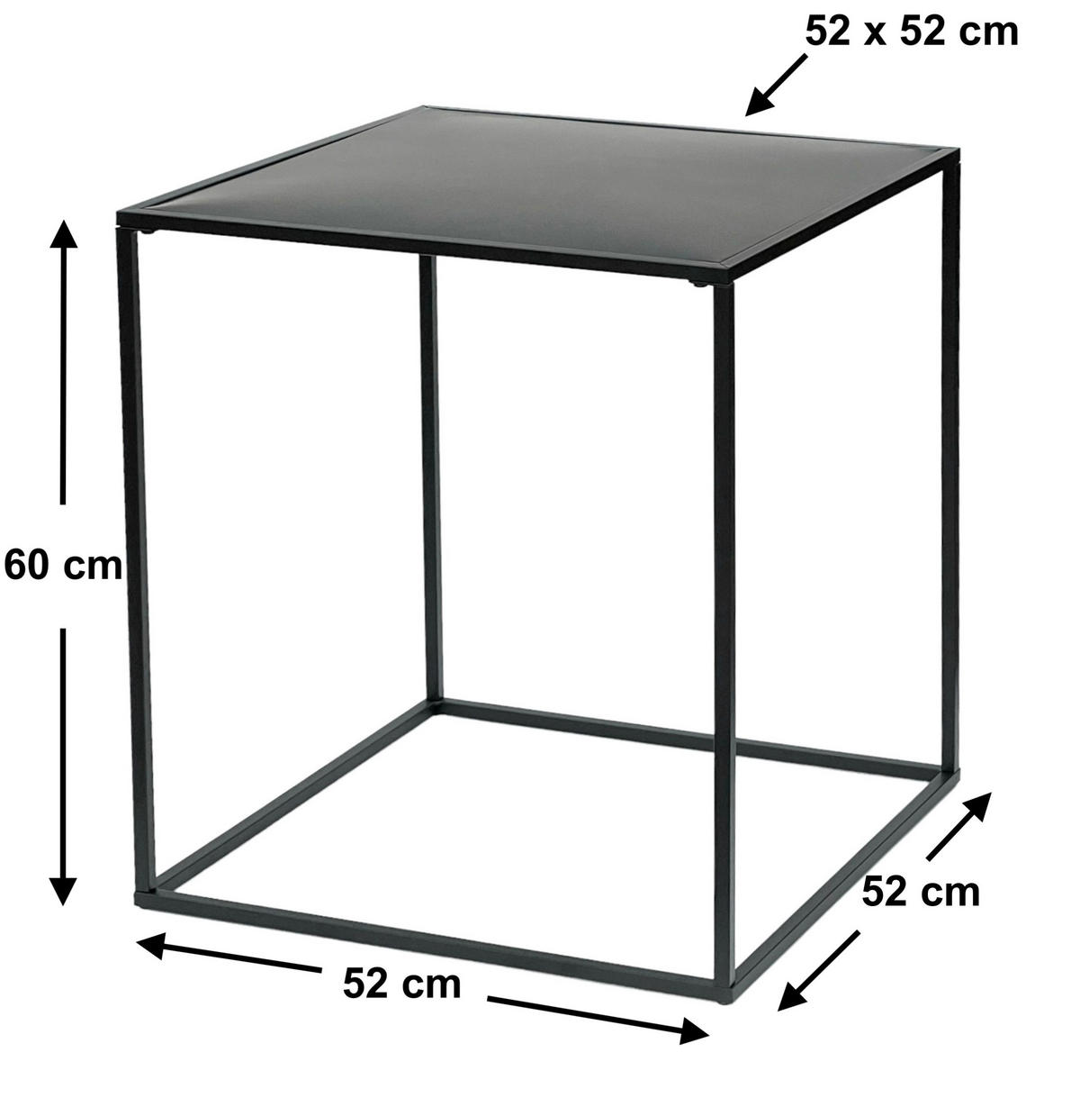 COUCHTISCH Schwarz Metall 52 cm 96252 L - Schwarz, Metall (52/52/60cm) - DanDiBo