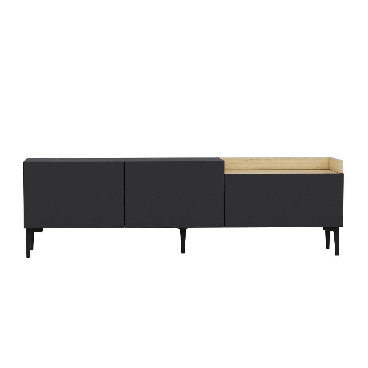 TV-MÖBEL 3 Türen anthrazitgrau L160 cm - Mia - Anthrazit, Holzwerkstoff (37/48/160cm) - Calicosy