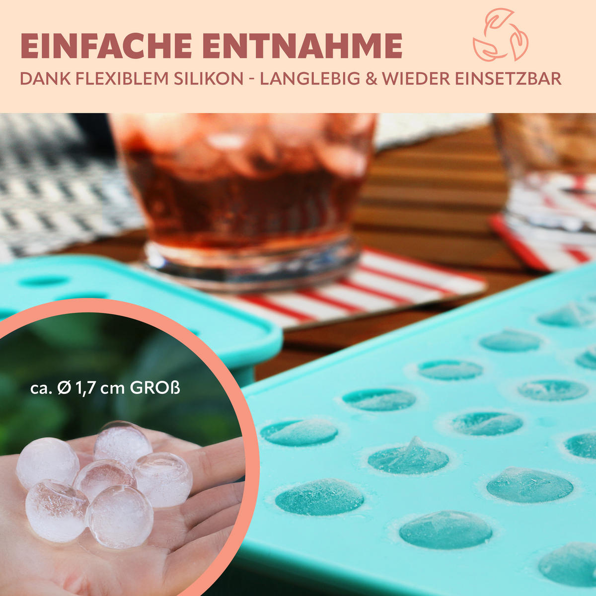 SILIKON-EISKUGELFORM, grün - Türkis, Kunststoff (19.5/2/11cm) - bremermann