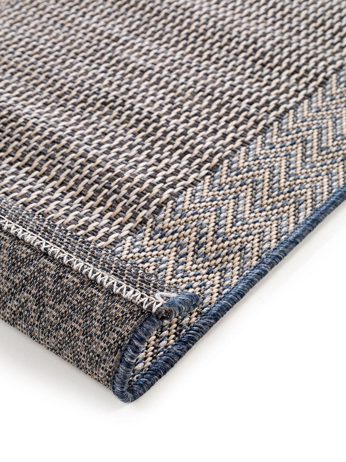 VNITŘNÍ a venkovní běhoun River Béžová/Modrá 67x240 cm - béžová, textil/umělá hmota (67/1cm) - KUNSTLOFT