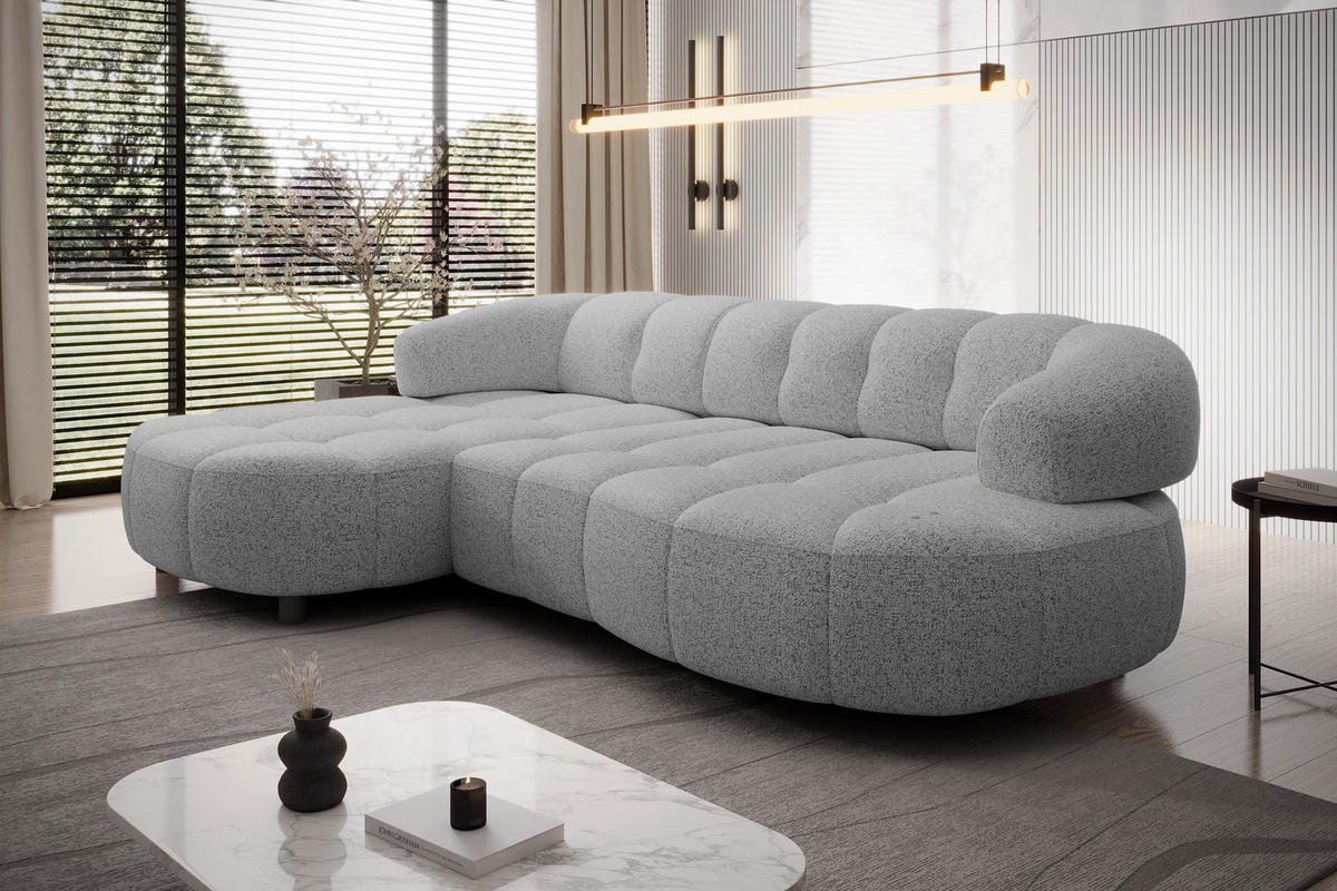 ECKSOFA WESPER S - Eckcouch Mit Elektrischer Sitzverstellung, L-förmig, Freistehend, Relaxfunktion, 183x284x79cm Linke, Grau - Grau, Holz/Textil (113/284cm) - DomoHome