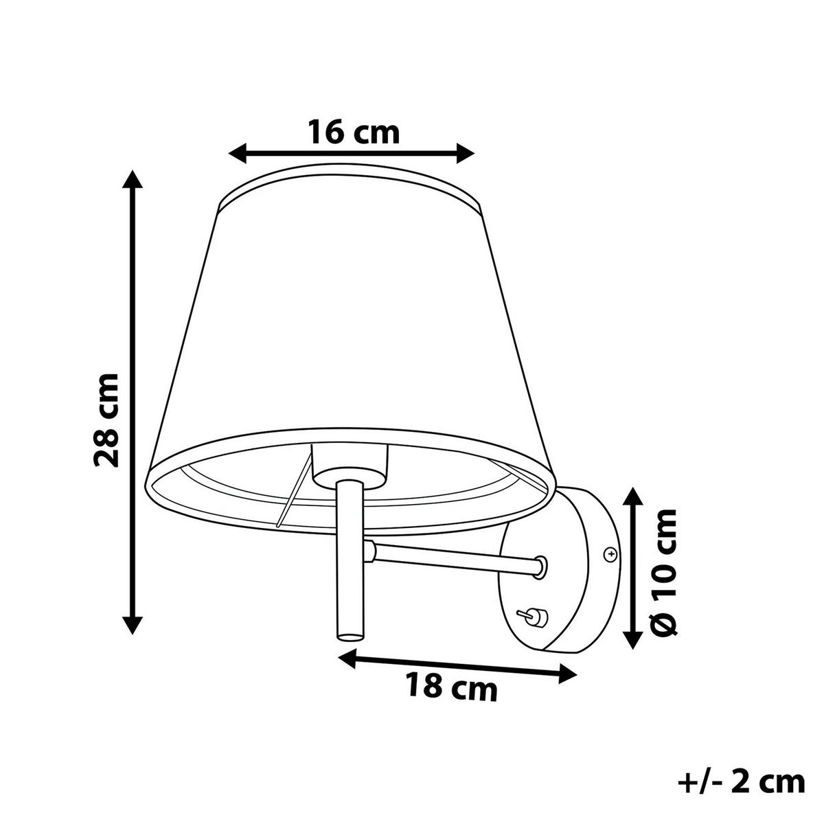 WANDLEUCHTE Columbia 16/16/28 cm - Grau, Metall (16/28/16cm) - Beliani