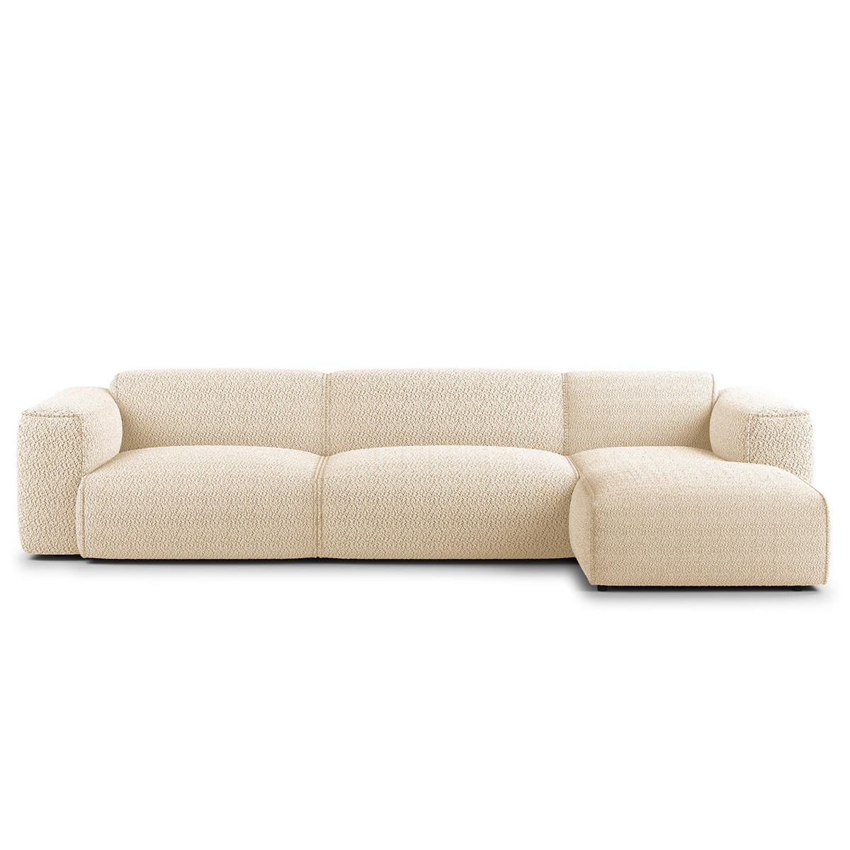 3-SITZER ECKSOFA mit Longchair - Beige/Schwarz, Kunststoff/Textil (317/173cm) - home24