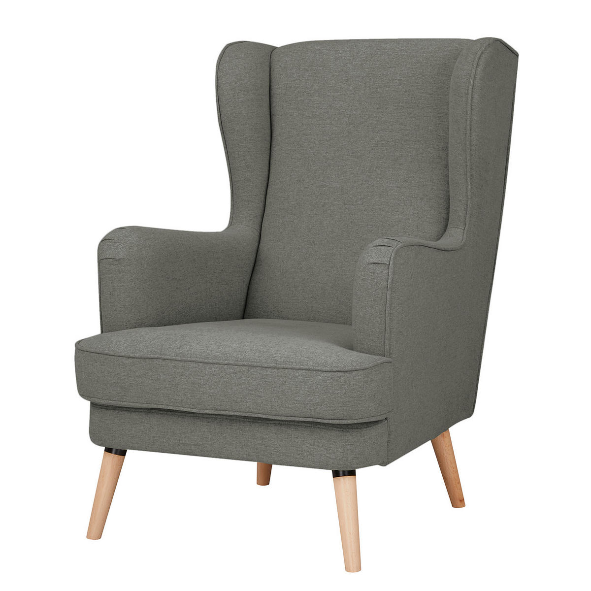 OHRENSESSEL - Beige/Grau, Holz/Birkenholz (73/107/96cm) - home24