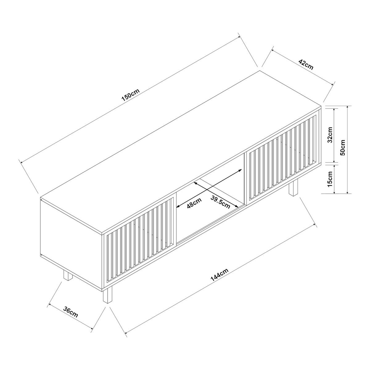 FERNSEHSCHRANK Ypäjä - Naturfarben, Holz (42/50/150cm) - [en.casa]