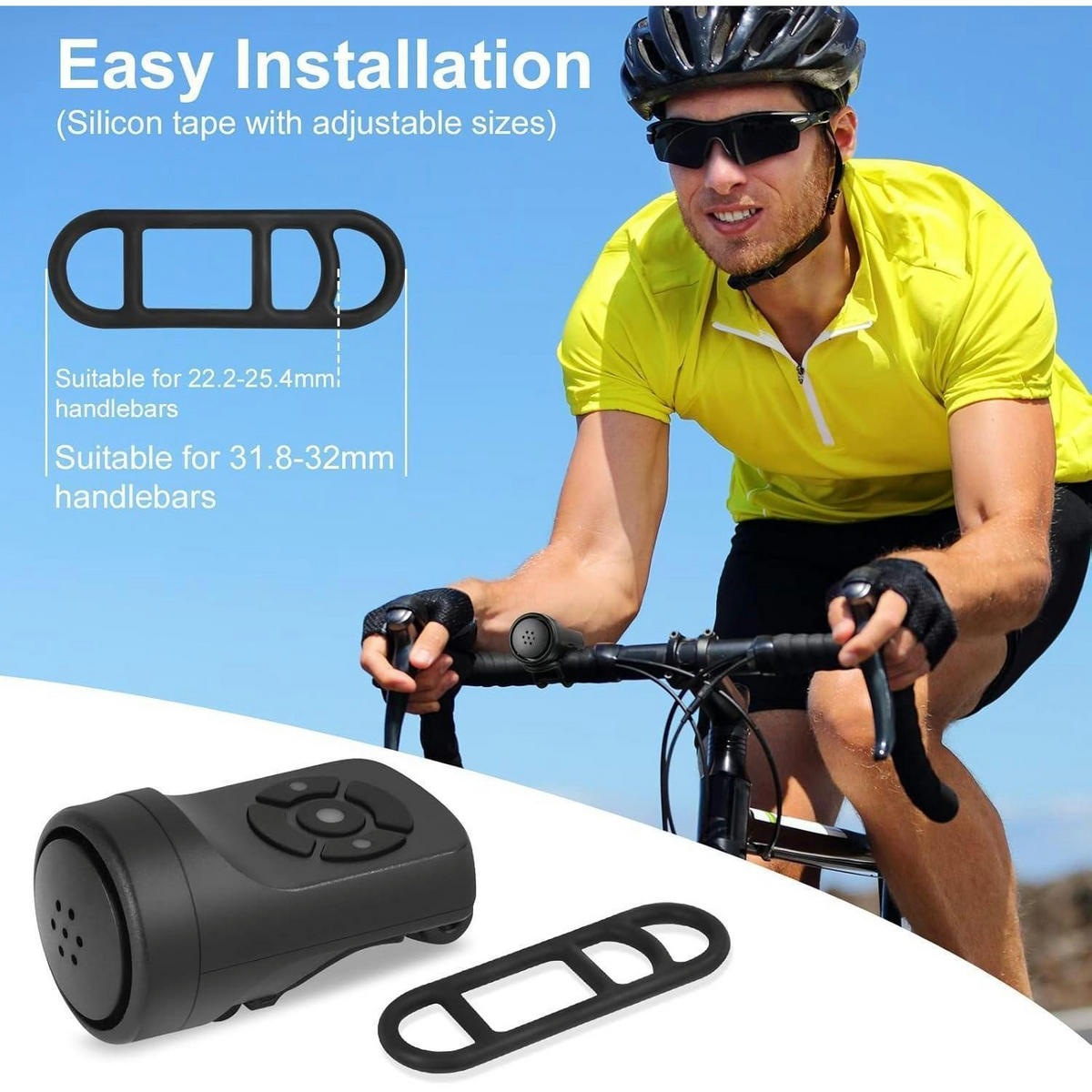 FAHRRADKLINGEL elektrisch 120 dB Diebstahlschutz Schwarz - Schwarz, Kunststoff (4.8/3.5/7.5cm)