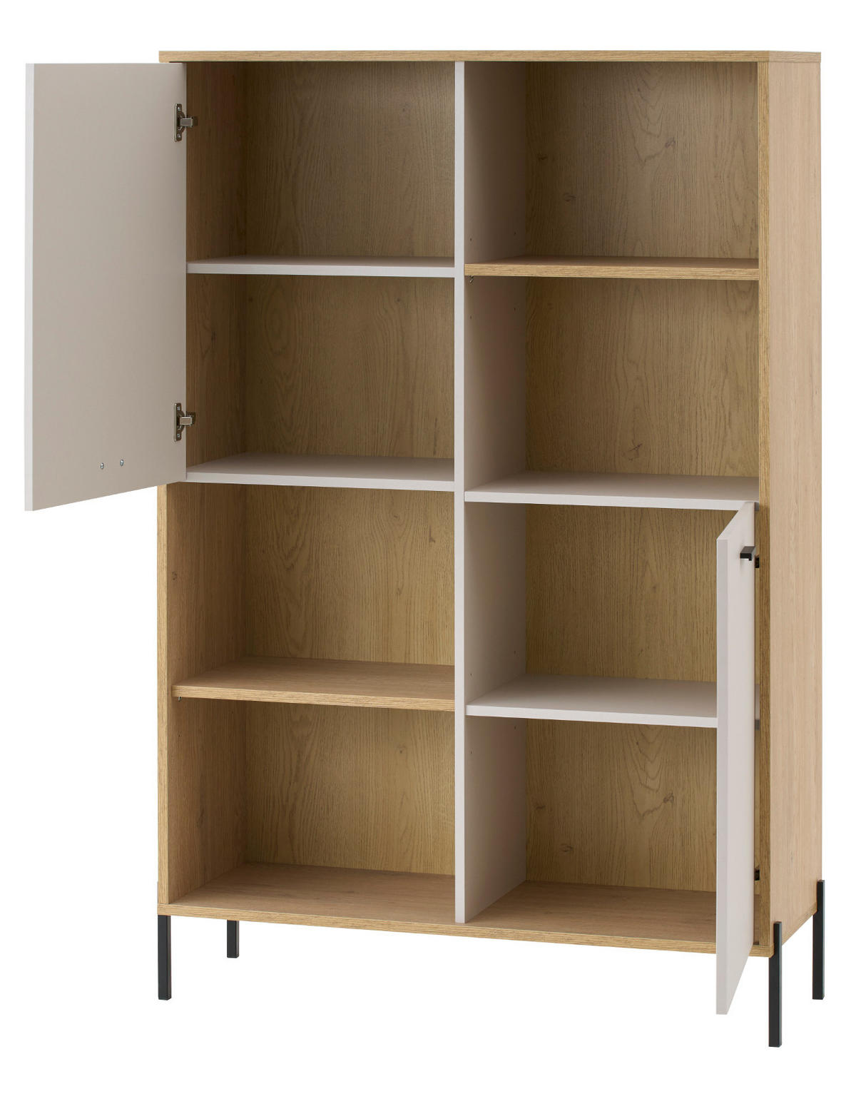 REGALSCHRANK Kaschmir, Eiche 105 x 160 cm, HIGHBOARD mit Soft-Close - Kaschmir/Eichefarben, Holzwerkstoff/Metall (105/160/40cm) - Furn.Design