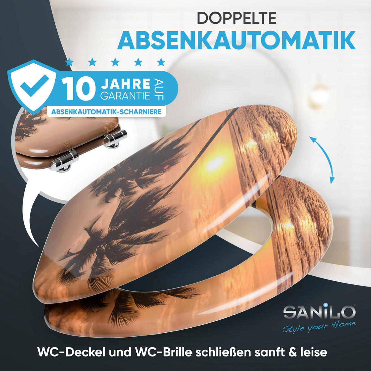 WC-SITZ mit Absenkautomatik Summer - Orange, Holzwerkstoff (38/6/47cm) - Sanilo