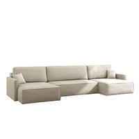 ECKSOFA Carlos Mit Schlaffunktion und Bettkasten Elegante Stoff Poso Beige - Beige, Holz/Textil (348/142cm) - Kaiser Möbel