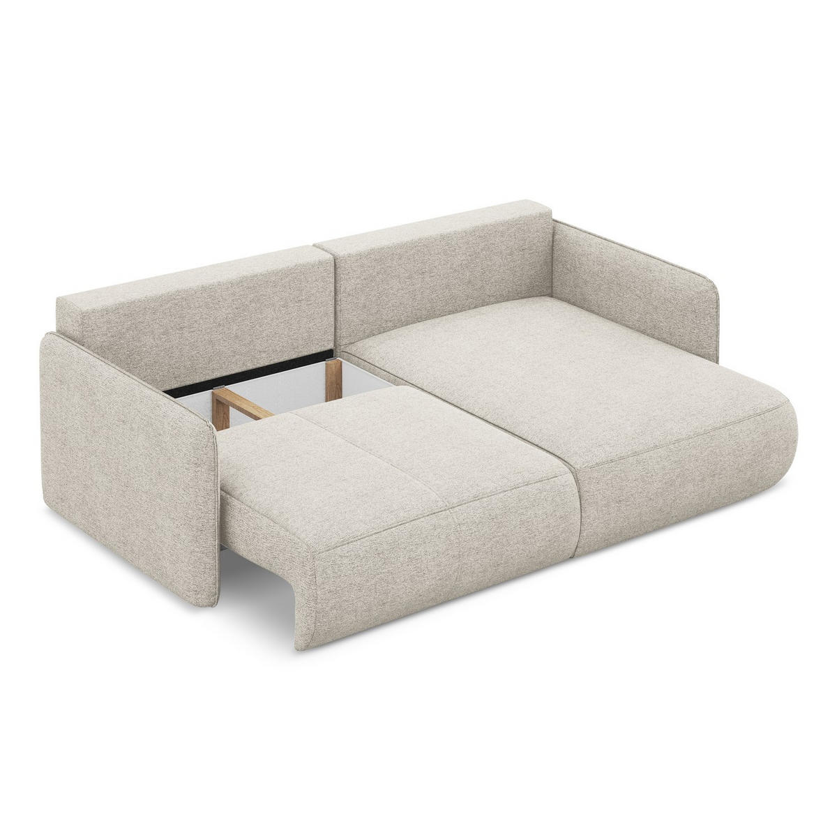 ECKSOFA mit Schlaffunktion Chenille Stoff Grau - Silberfarben/Schwarz, Kunststoff/Textil (207/148cm) - LaMiaSofa