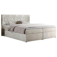 BOXBETT LEILA 160/200 Beige Velvet - H3 - Beige, Holz/Textil (160/200cm) - MKS