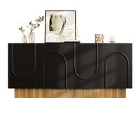 KOMMODE 160/38/75 cm mit 4 Türen – matte Front in Schwarz mit Holzoptik - Schwarz, Holzwerkstoff (160/75/38cm) - BEAOK