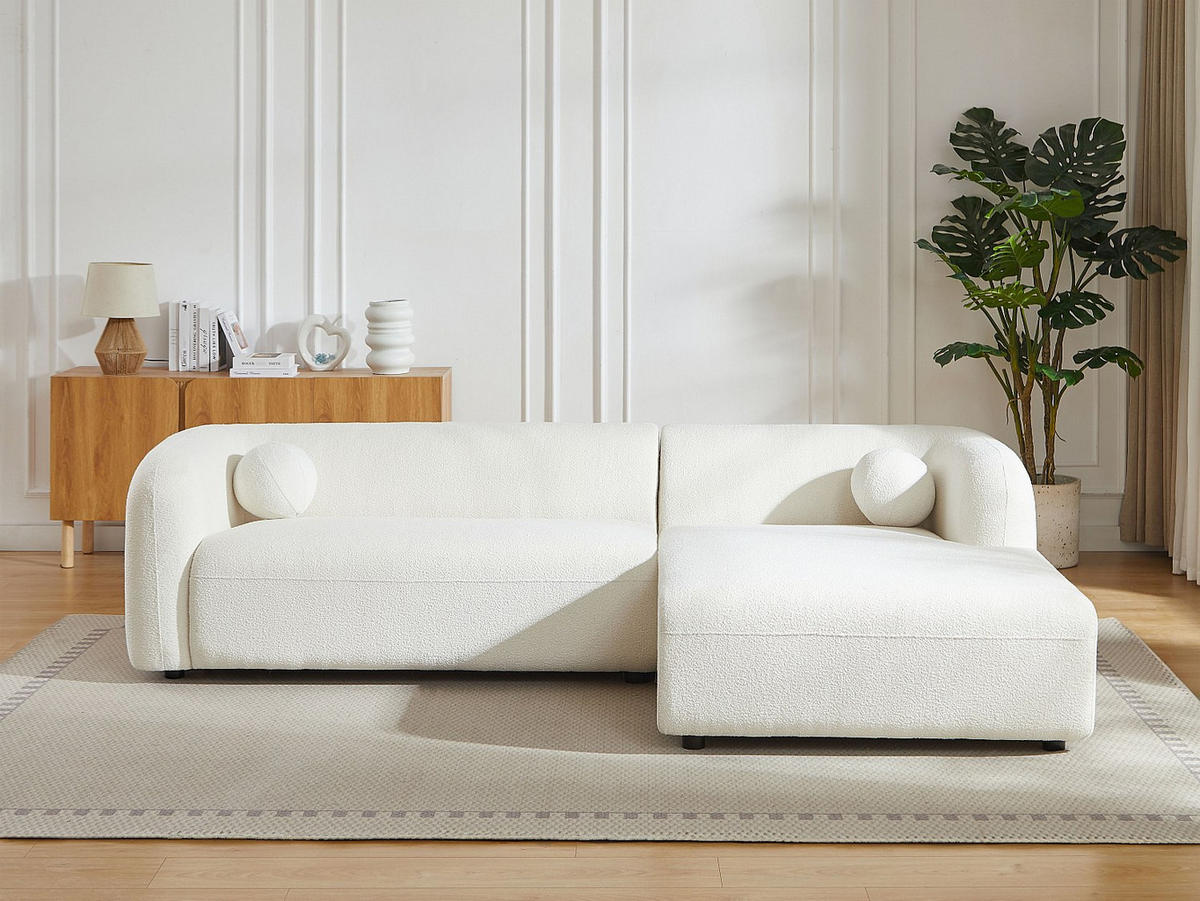 SOFA - 5 Personen - stoff - elfenbeinfarben Ovotas - Weiß, Holz/Textil (270/70/160cm) - Vente-Unique