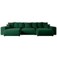 WOHNLANDSCHAFT mit Schlaffunktion und Bettkasten ESKAR-U -352x165x84cm Grün Velours - Schwarz/Grün, Holzwerkstoff/Kunststoff (352/84/165cm) - ALTDECOR
