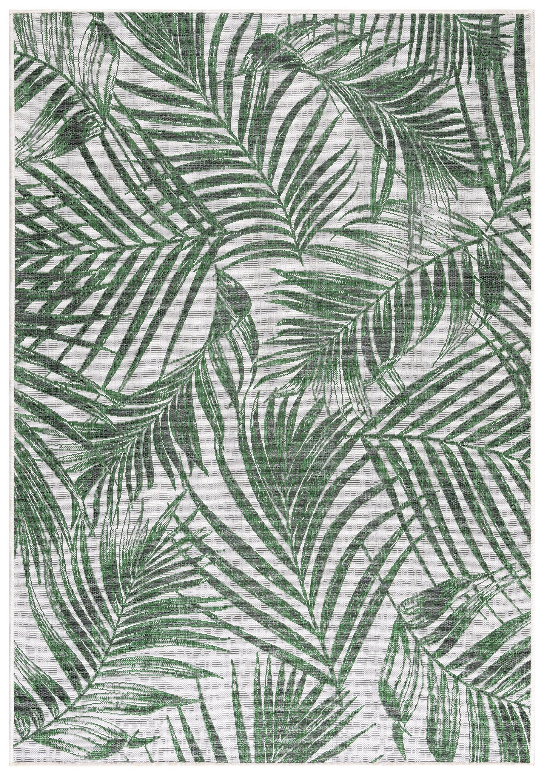 TEPPICH Outdoor Flachgewebe Palmen-Dessin Polypropylen Terrasse Grün Rechteckig 120x170 - Grün, Textil (120/170cm) - KADIMA DESIGN
