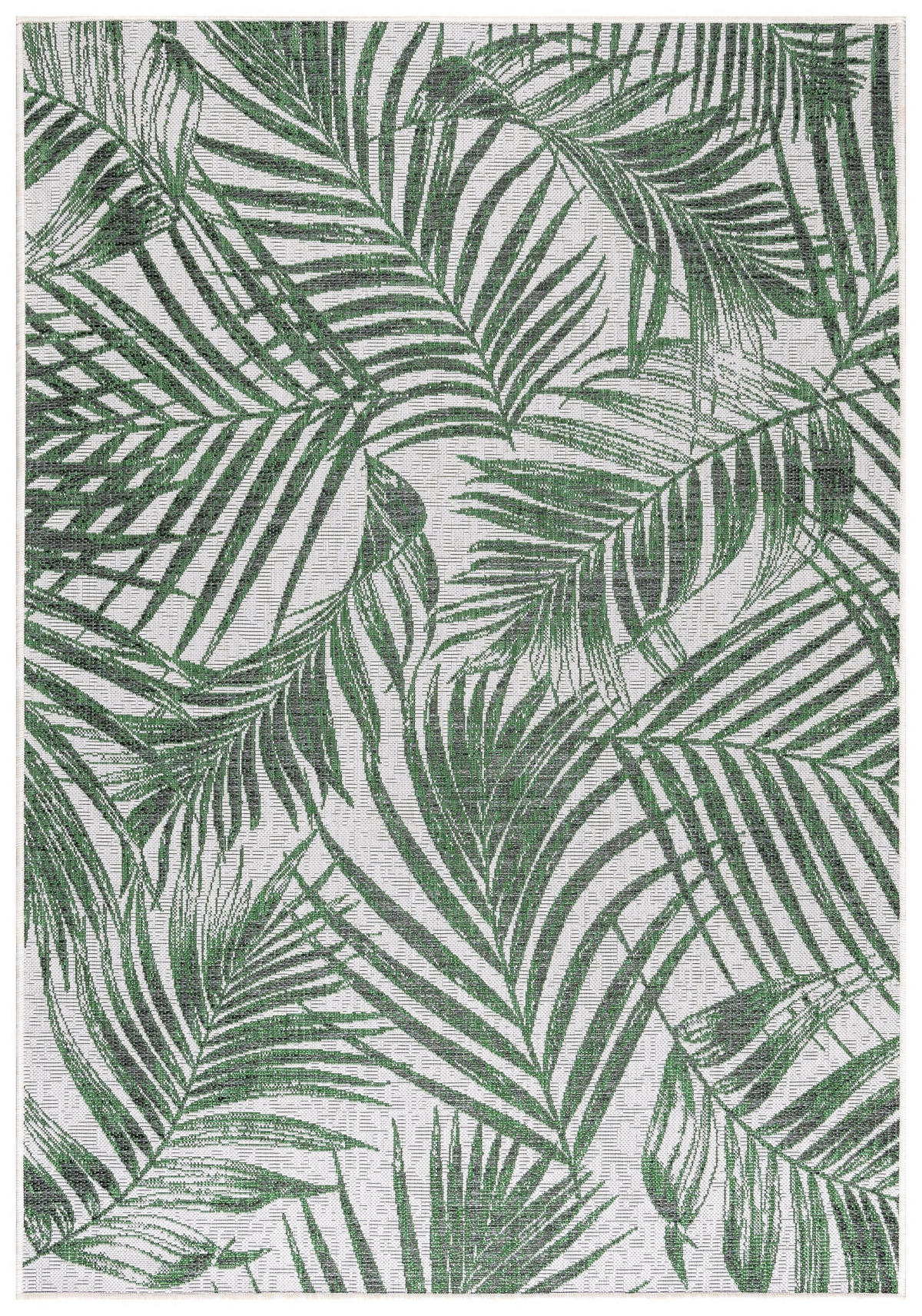 TEPPICH Outdoor Flachgewebe Palmen-Dessin Polypropylen Terrasse Grün Rechteckig 120x170 - Grün, Textil (120/170cm) - KADIMA DESIGN
